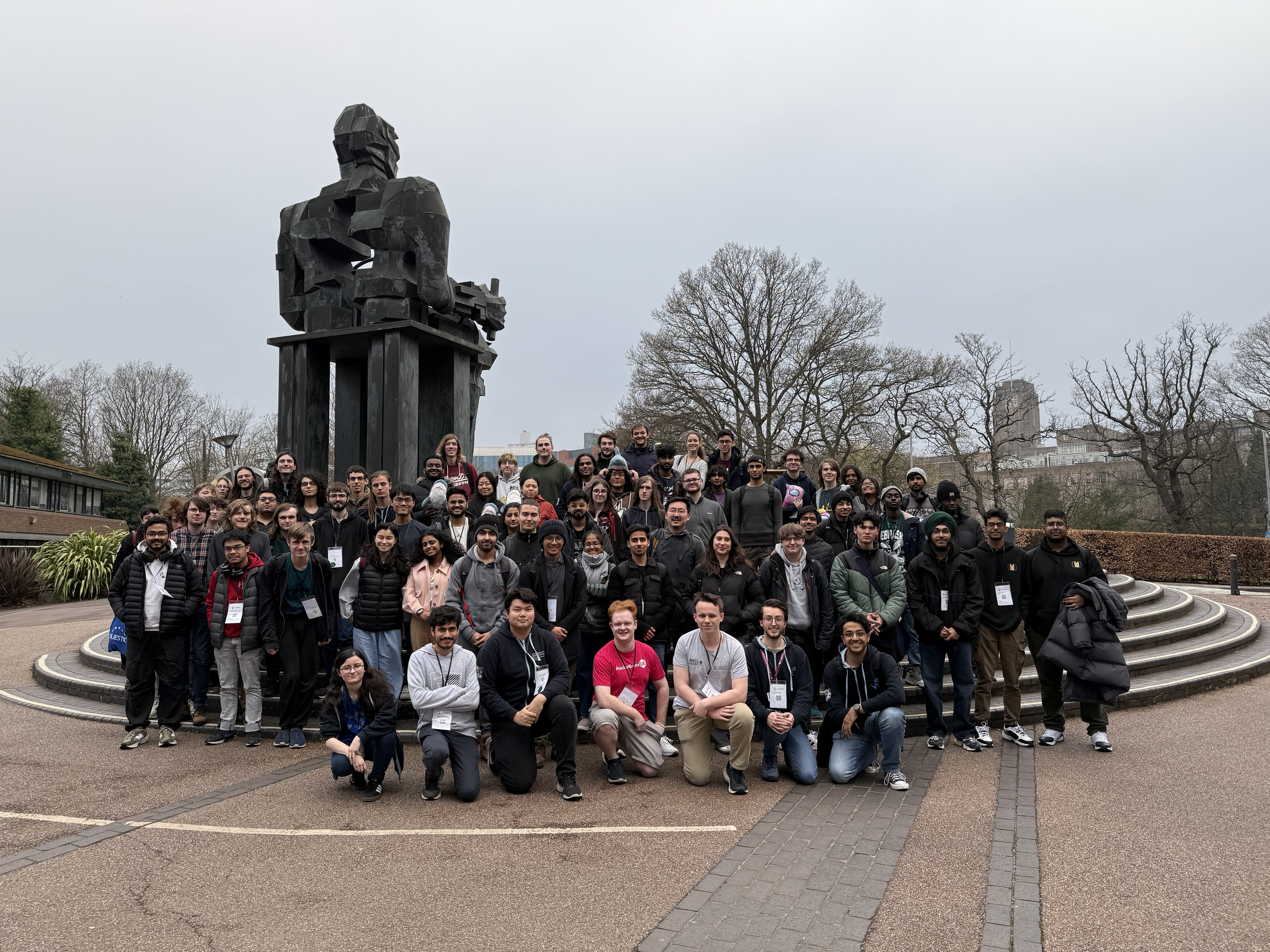 A group photo of attendees at the end of birmingHack.